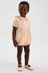Petal-Collar Cotton Romper Suit