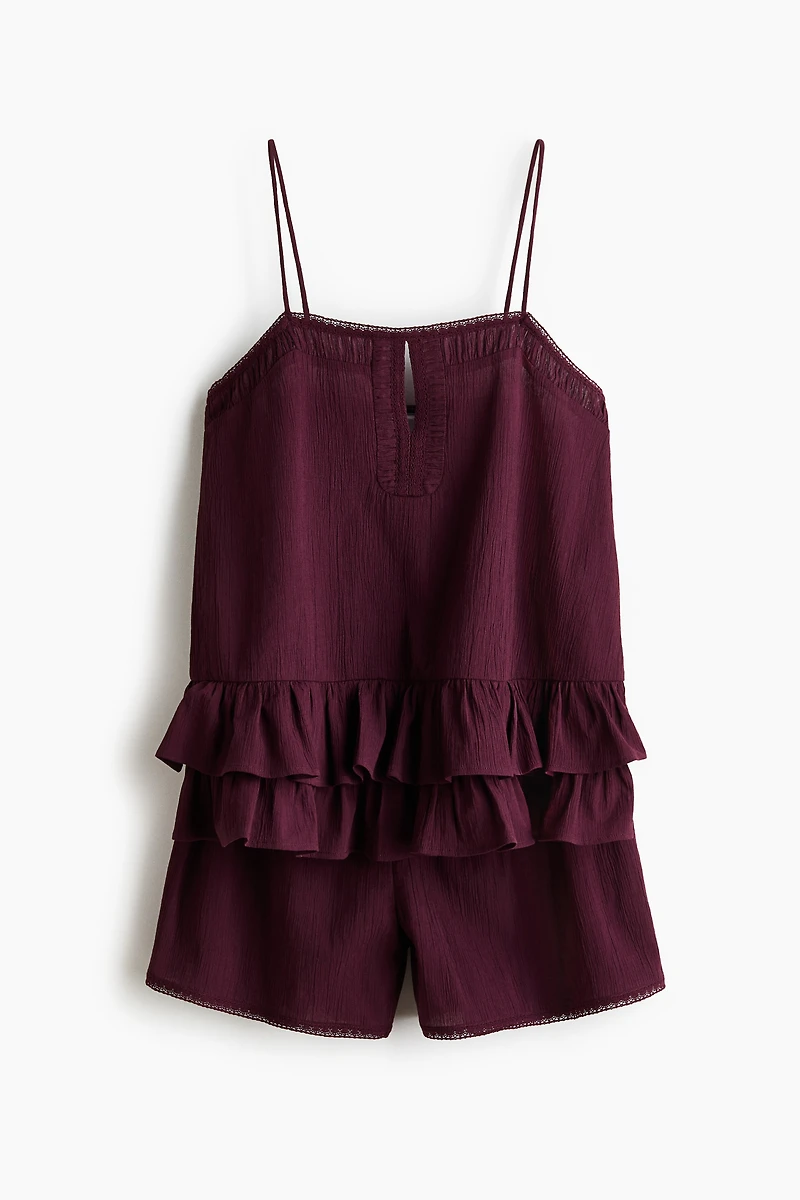 Lace-Trimmed Cotton Pajamas