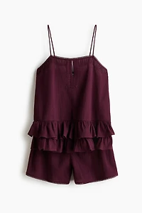 Lace-Trimmed Cotton Pajamas