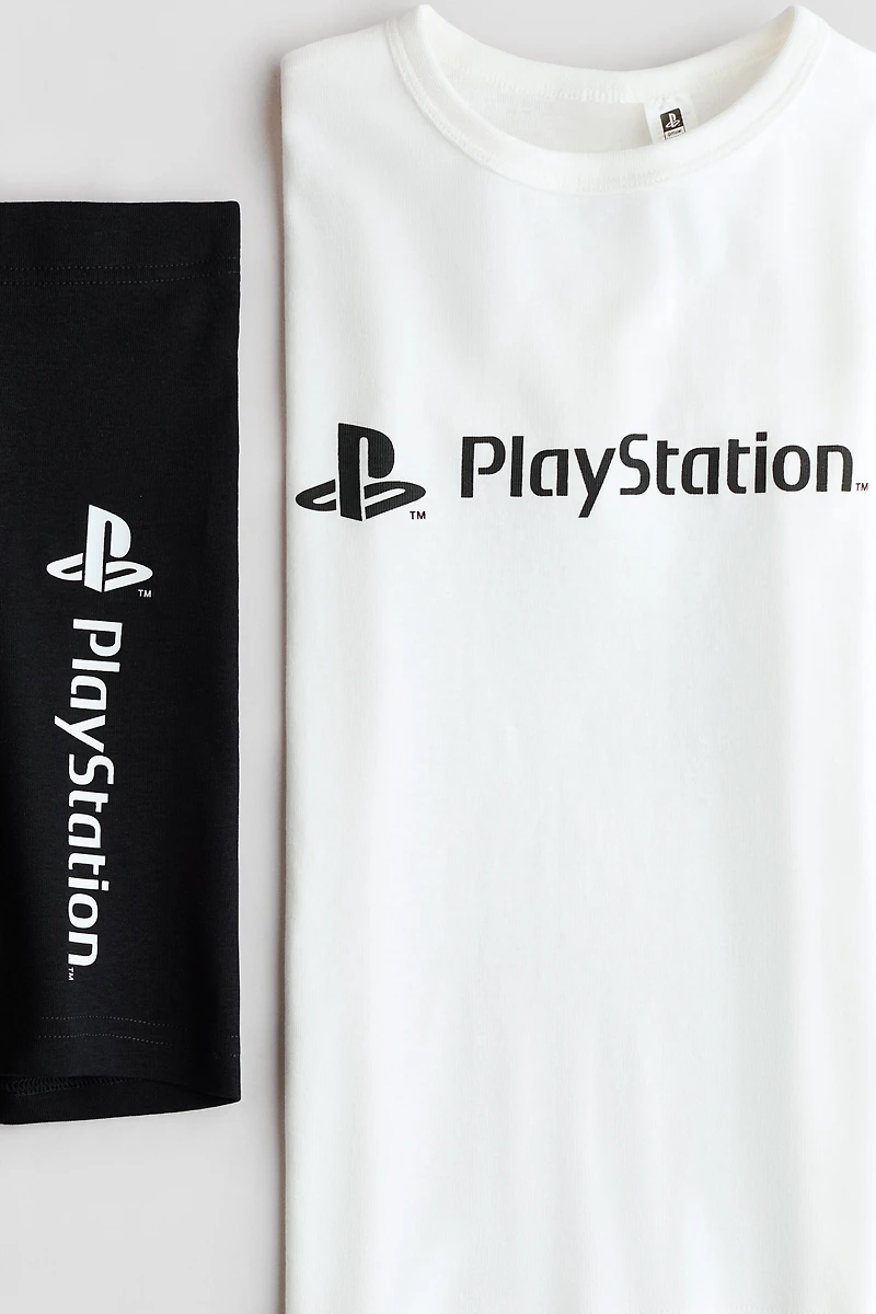 Snug-Fit Printed Cotton Pajamas