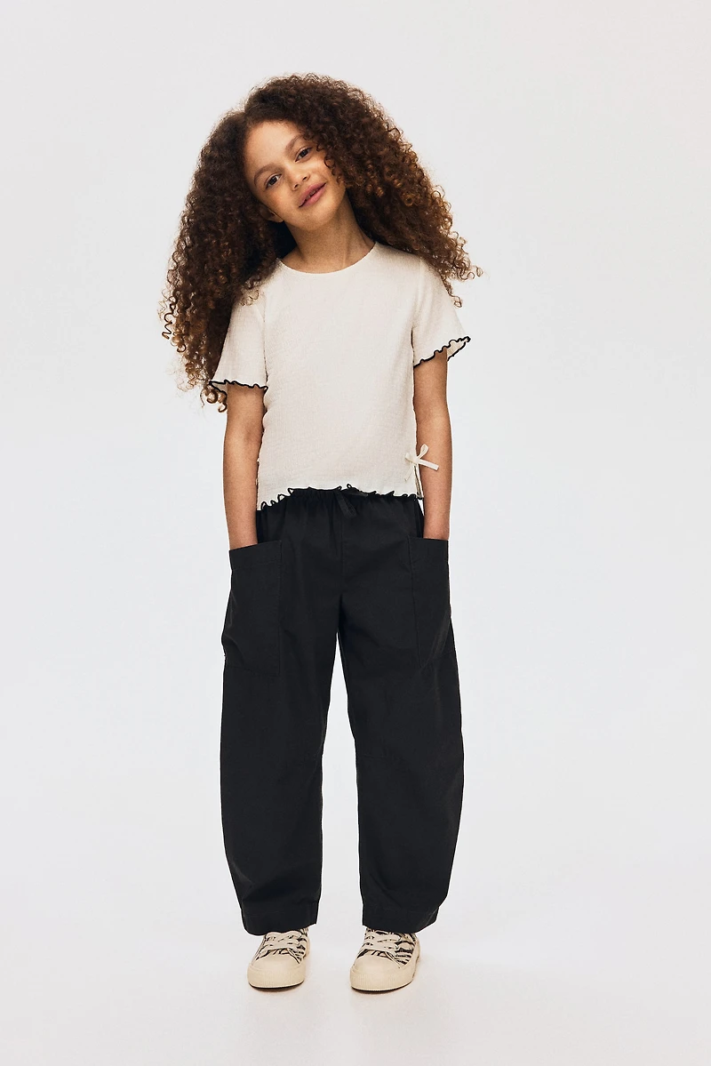 Barrel-Leg Cotton Pants