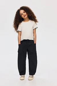 Barrel-Leg Cotton Pants