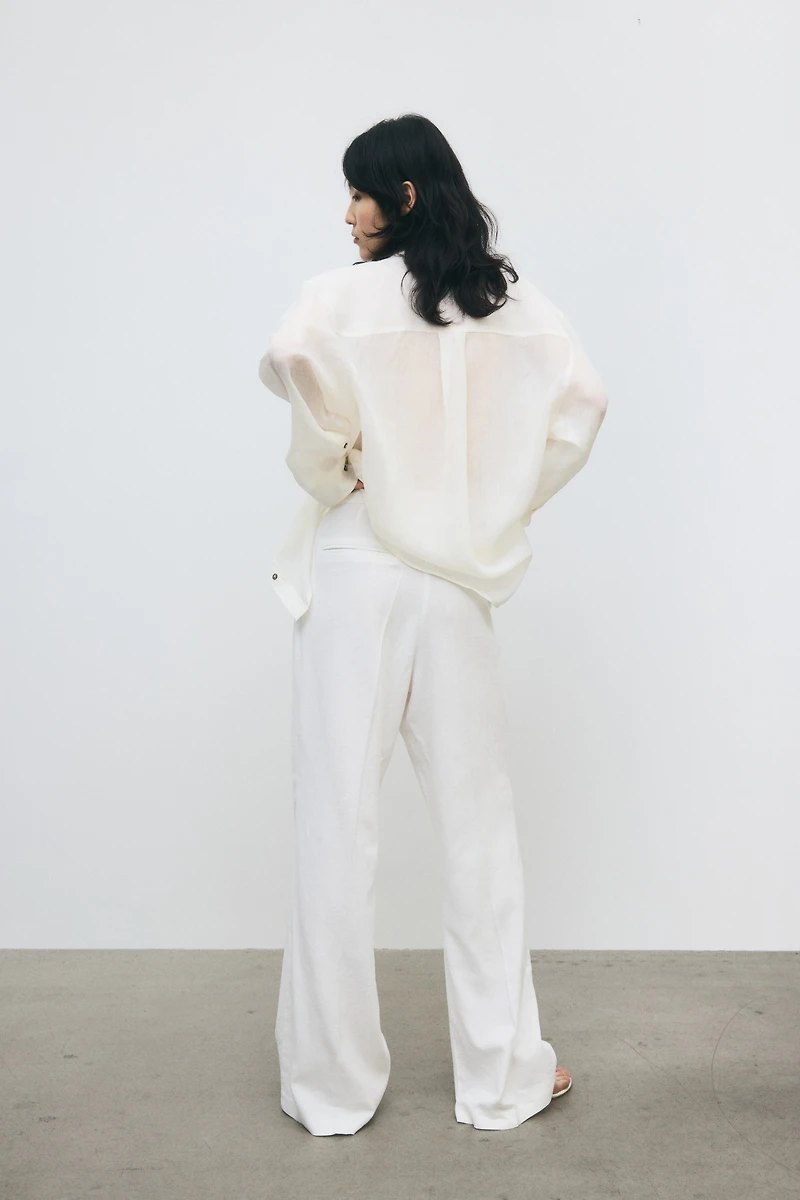 Bootcut Linen-Blend Pants