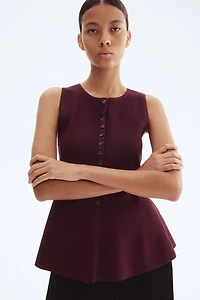 Rib-Knit Peplum Sleeveless Top