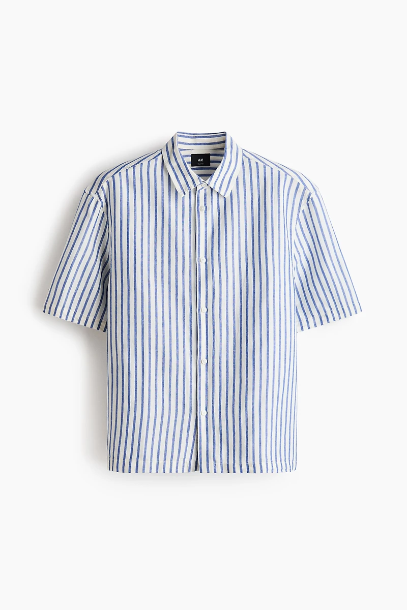 Relaxed-Fit Short-Sleeved Linen-Blend Shirt