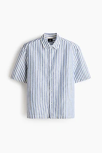 Relaxed-Fit Short-Sleeved Linen-Blend Shirt