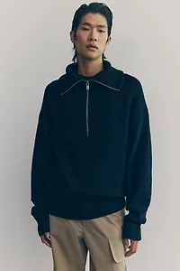 Rib-Knit Half-Zip Sweater