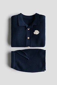 2-Piece Cotton Waffle-Knit Set