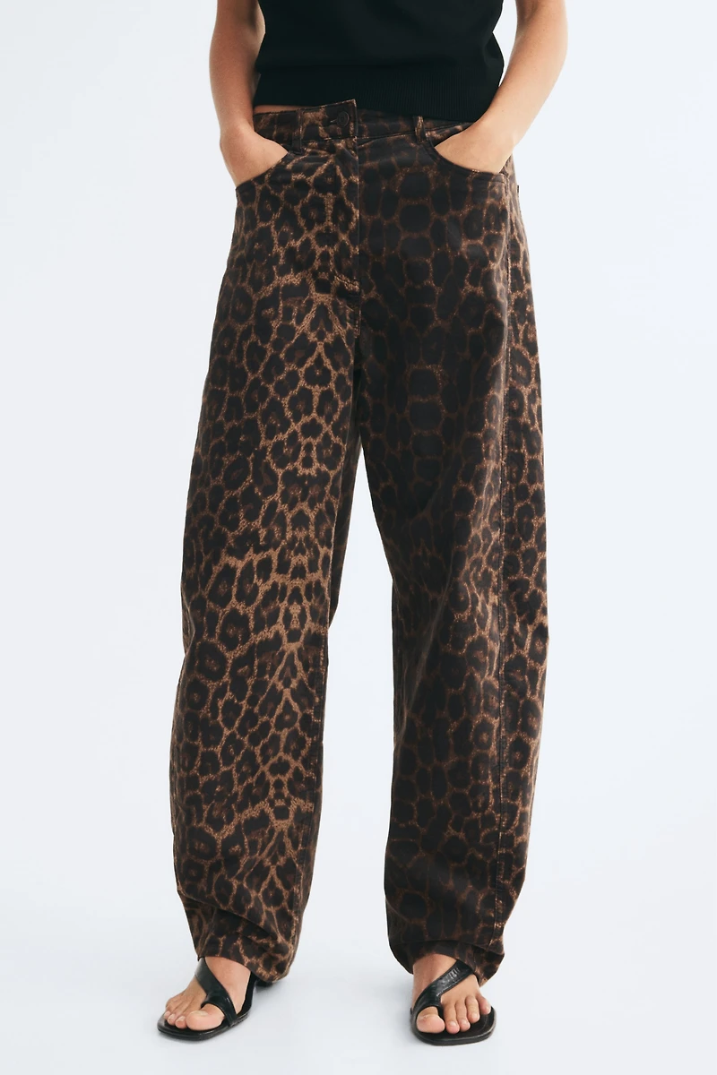 Velvet Barrel-Leg Pants