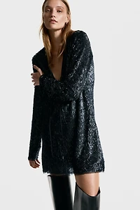 Embellished V-Neck Dress