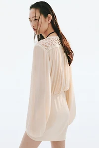 Drawstring-Detail Balloon-Sleeved Dress