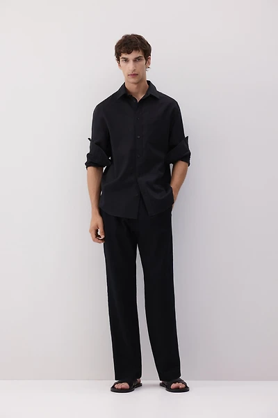 Regular-Fit Linen-Blend Shirt