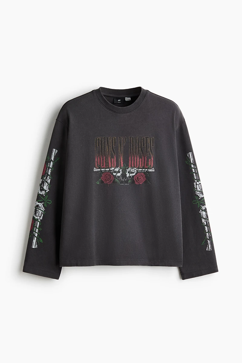 Relaxed-Fit Long-Sleeved Printed Cotton T-Shirt