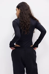Mock Turtleneck Thong Bodysuit