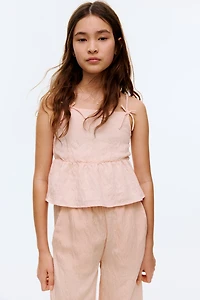 Bow-Detail Peplum Top