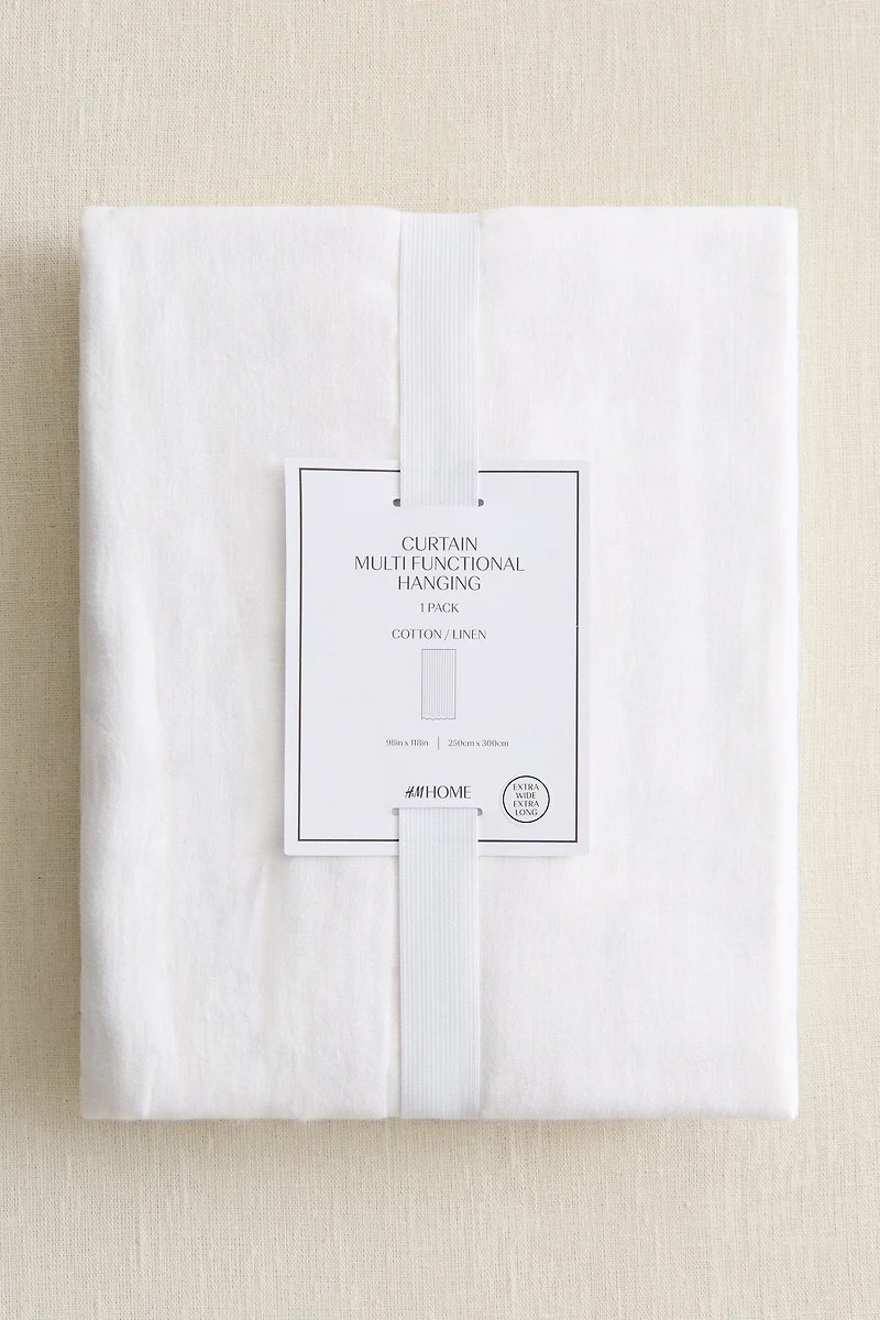 1-Pack Long and Wide Linen-Blend Curtain Panel