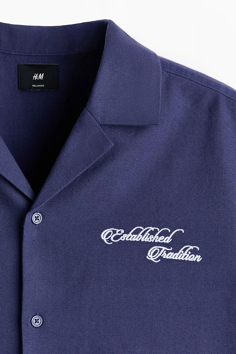 Relaxed-Fit Embroidered-Motif Cotton Resort Shirt