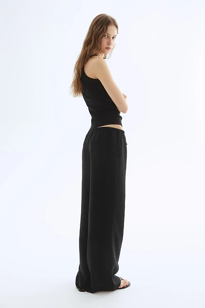 Straight linen-blend trousers
