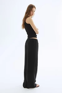 Straight linen-blend trousers