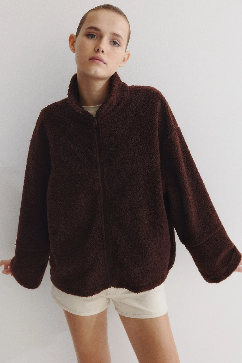 Zip-through teddy sweatshirt