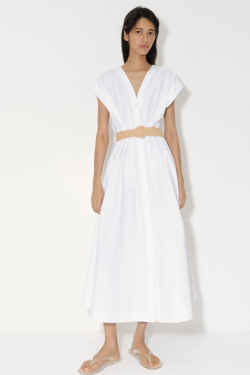 Cotton Dress with Belt