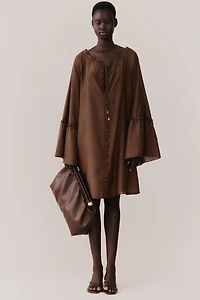 Trumpet-Sleeved Tunic Dress