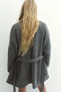 Tie-Belt Felted Coat
