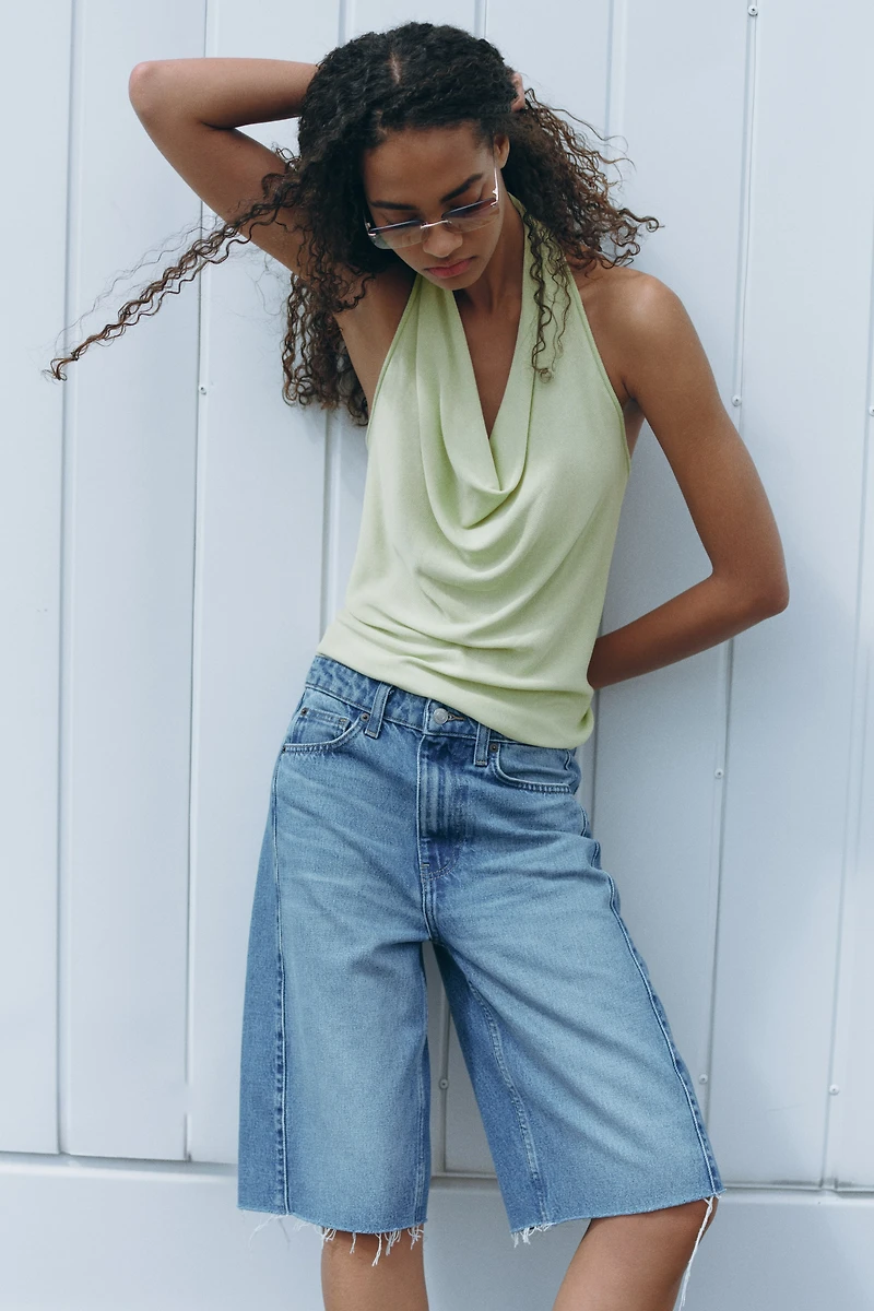 Fine-knit Halterneck Top
