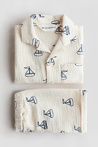 2-Piece Cotton Shirt and Shorts Set