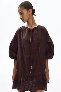 Lace-inset tunic dress