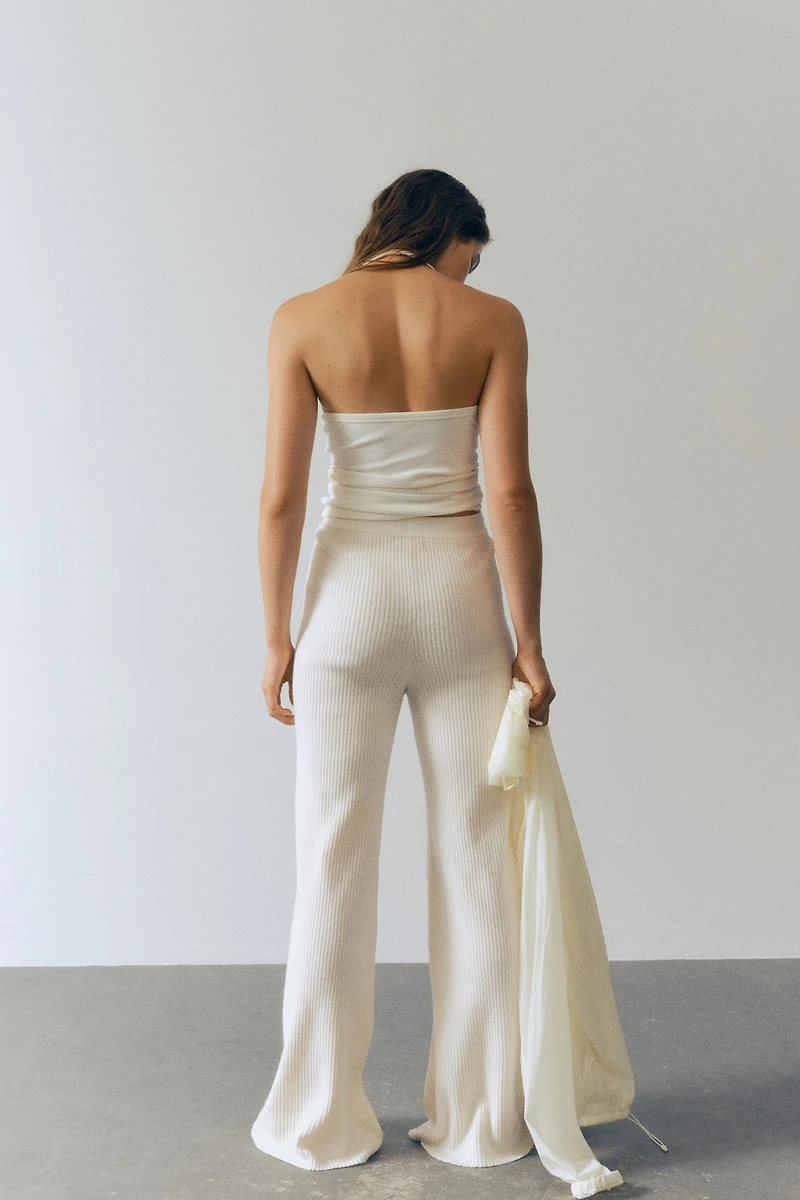 Wide-Leg Rib-Knit Pants