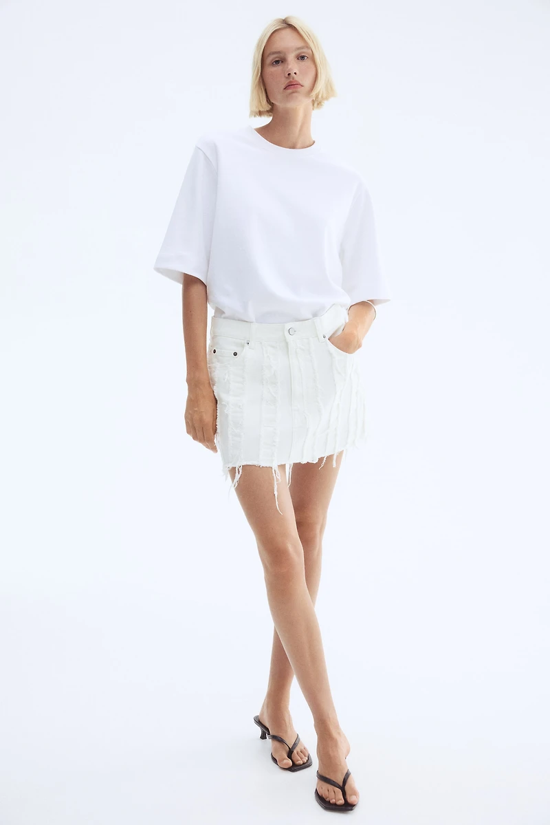Frayed Denim Mini Skirt