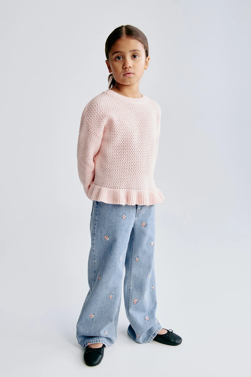 Wide-Leg Jeans with Motif Details