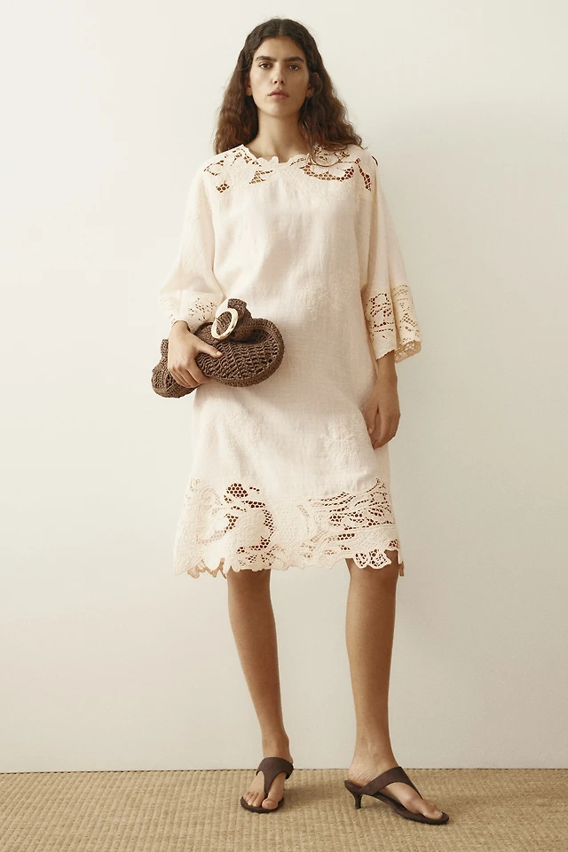 H&M Flutter-Sleeve Dress with Eyelet Embroidery | MainPlace Mall