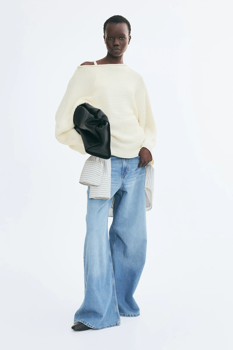 Boat-Neck Rib-Knit Sweater