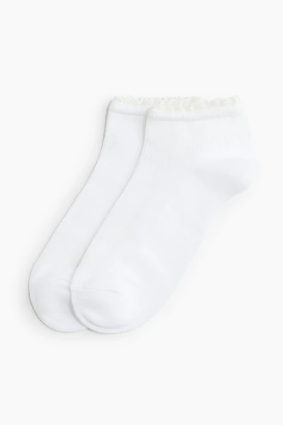 2-Pack Lace-Trimmed Ankle Socks