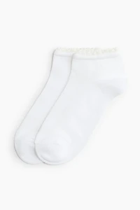 2-Pack Lace-Trimmed Ankle Socks
