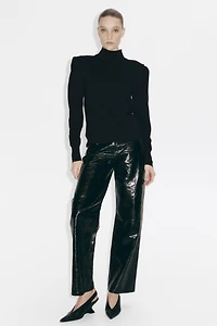 Fine-Knit Mock Turtleneck Top