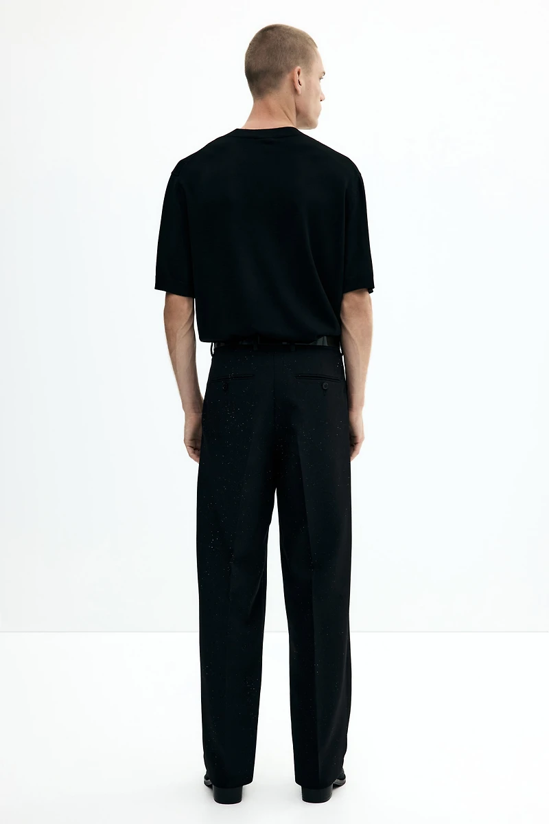 Loose-Fit Glittery Tailored Pants