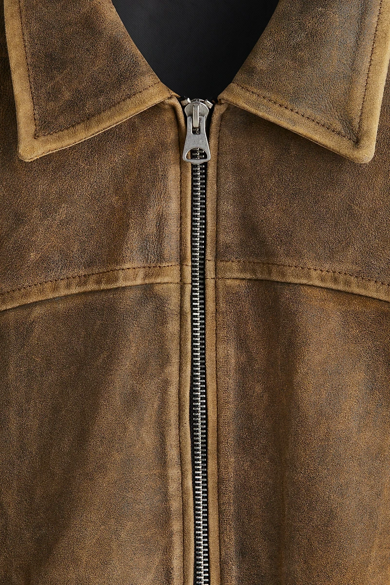 Veste en cuir de style motard