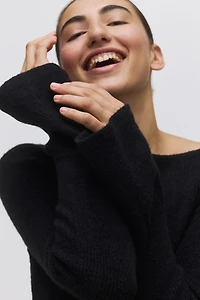 Robe volantée en tricot côtelé