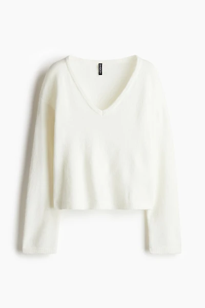 Fine-Knit V-Neck Sweater