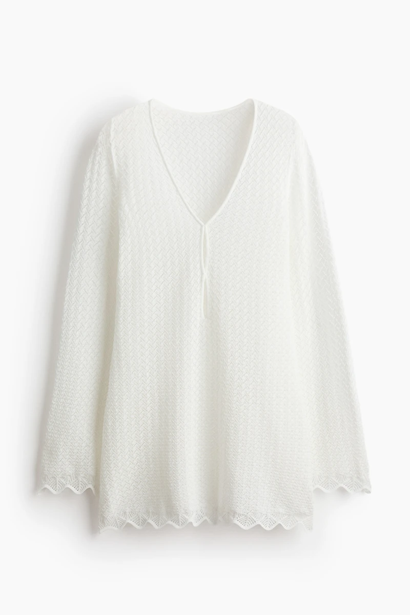 Robe de plage en tricot pointelle