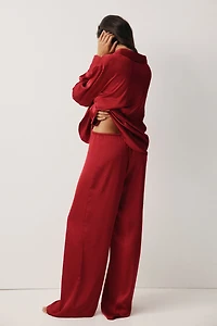 Embellished Satin Pajama Pants