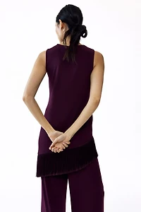 MAMA Asymmetric Fringe-Trimmed Top