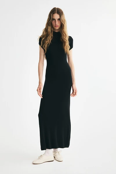 Fine-Knit Mock Turtleneck Dress