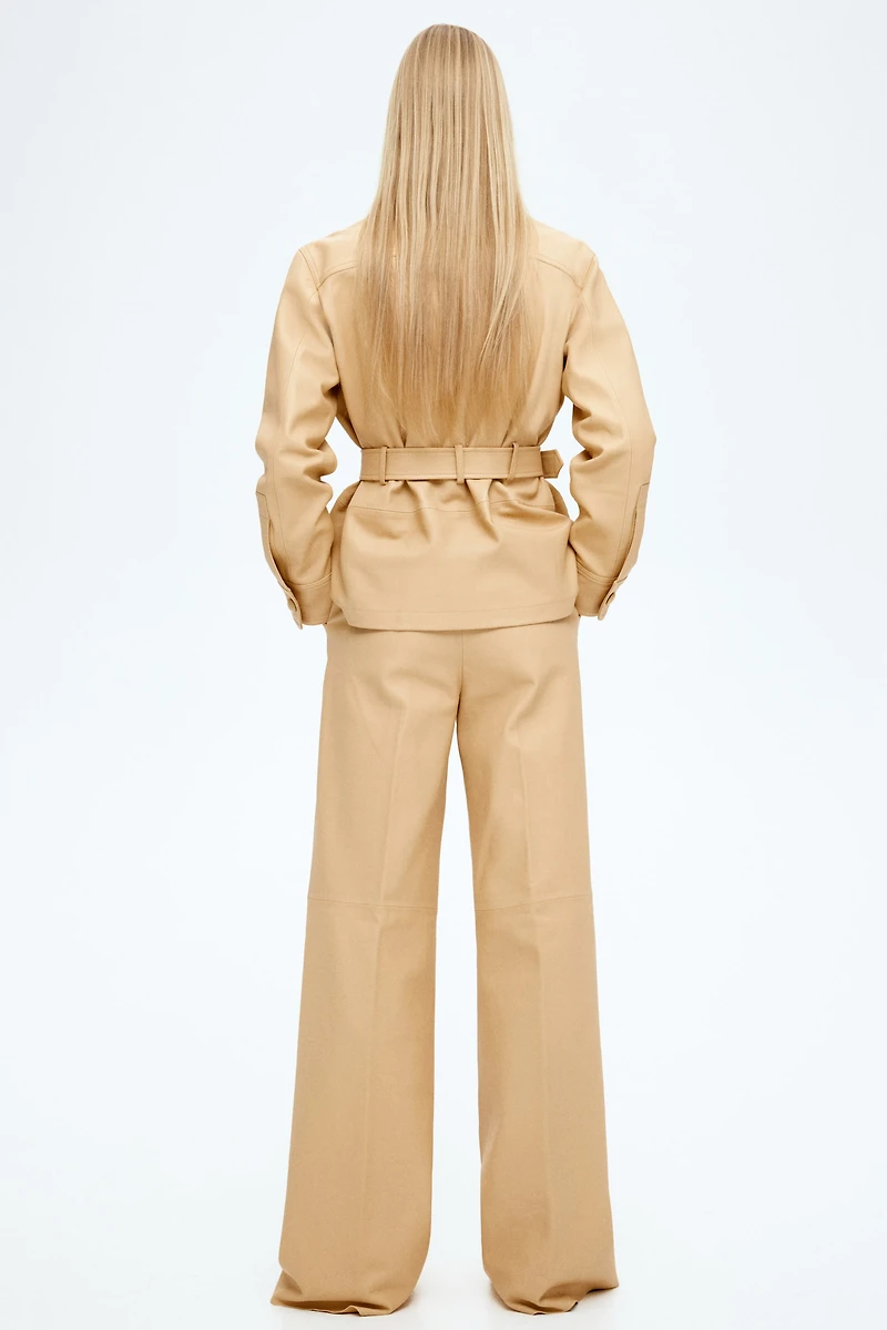 Straight-Cut Leather Pants