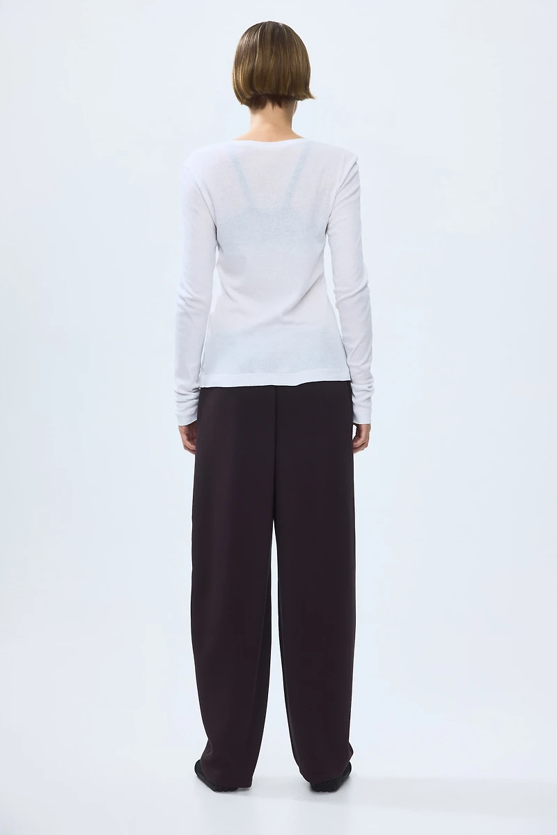 Viscose-Blend Barrel-Leg Pants