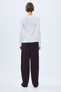 Viscose-Blend Barrel-Leg Pants
