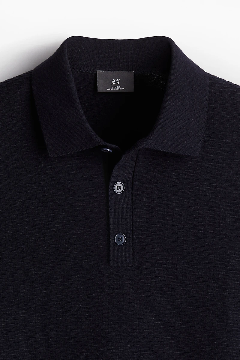 Slim Fit Textured-knit Polo Shirt